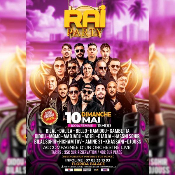RAI PARTY 100% FEMME DIMANCHE 10 MAI 2026 A 15H00